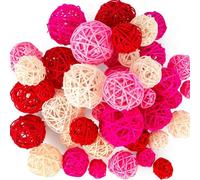Okeeyseda Palle di Vimini in Rattan Palline di Rattan Rosa per Matrimoni per Feste di Compleanno Decorazioni per la Tavola di Casa 42 Pezzi