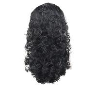 Okeeyseda Parrucca In Fibra Stile Europeo e Americano Capelli Lunghi Ricci Parrucca Media Riccia In Lana Nera Resistente Facile da Installare Facile da Usare