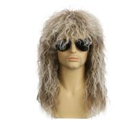 Okeeyseda Parrucche da Uomo Parrucca Lunga Riccia Flaccida Punk per Uomo In Fibra Ad Alta Temperatura Rock Costume Cosplay, e