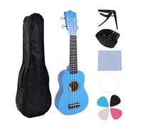 Okeeyseda Set Ukulele da 21 Pollici per Principianti Ukulele In Tiglio per Chitarra Piccola A 4 Corde con Clip per Borsa da Trasporto e 4 Plettri, Colore Blu, Facile Installazione