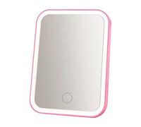 Okeeyseda Specchio da Trucco A LED con Luci, Portatile, da Viaggio, da Tavolo, per Trucco, Illuminato, Ricaricabile Tramite USB, Rosa
