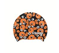 OKEO Cuffia Nuoto CRAB in Silicone - Cuffia Piscina Modello Granchietti - Morbida, Elastica e Resistente - Nero e Arancione
