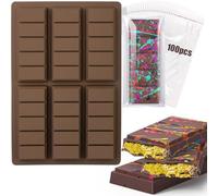 OKESYO Stampo per cioccolato profondo Dubai con 1 raschietto e 100 sacchetti salvafreschezza, rivestimento antiaderente grande, in silicone, stampo per cioccolato Dubai fatto in casa