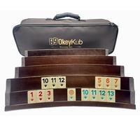 OkeyKub Premium - Set rummy ovale realizzato a mano in vero legno | Curve Romme, Okey Set, robusta custodia per il trasporto