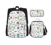 OKFSTY Abstraction Biology Chemistry4 - Zaino leggero per bambini da 40,6 cm, per bambini in età prescolare, 3 pezzi, Nero , Taglia unica, Set di zaini per la scuola
