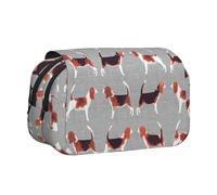 OKFSTY Astuccio a doppio strato con stampa Beagle, grande capacità, per articoli scolastici per bambini, Nero , Taglia unica, Organizer per borse
