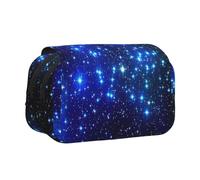 OKFSTY Astuccio a doppio strato con stampa di stelle galassie, grande capacità, per articoli scolastici per bambini, Nero , Taglia unica, Organizer per borse
