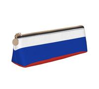 OKFSTY Astuccio portatile in pelle con bandiera della Russia, design classico, triangolare, con grande capienza, bianco, Taglia unica, Astuccio per trucchi