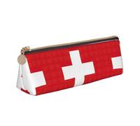 OKFSTY Astuccio portatile in pelle con bandiera svizzera, design classico triangolare, con grande capacità di archiviazione, bianco, Taglia unica, Astuccio per trucchi