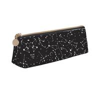 OKFSTY Astuccio portatile in pelle con costellazione della divinazione stellata, design classico triangolare, con grande capacità di archiviazione, bianco, Taglia unica, Astuccio per trucchi