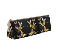 OKFSTY Astuccio portatile in pelle con farfalle bianche e oro, design classico, triangolare, con grande capacità di archiviazione, bianco, Taglia unica, Astuccio per trucchi