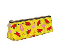 OKFSTY Astuccio portatile in pelle con fenicottero rosso e anguria, design classico triangolare, con grande capacità di archiviazione, bianco, Taglia unica, Astuccio per trucchi