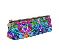 OKFSTY Astuccio portatile in pelle con fiore rosso e pianta tropicale, design classico, triangolare, con grande capacità di archiviazione, bianco, Taglia unica, Astuccio per trucchi