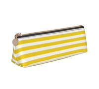 OKFSTY Astuccio portatile in pelle con motivo a strisce gialle con design classico triangolare, con grande capacità di archiviazione, bianco, Taglia unica, Astuccio per trucchi