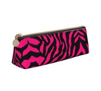 OKFSTY Astuccio portatile in pelle con motivo zebrato, tigre, leopardo, rosso, classico, triangolare, con grande capacità di archiviazione, bianco, Taglia unica, Astuccio per trucchi