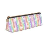 OKFSTY Astuccio portatile in pelle con unicorni su strisce colorate, design classico triangolare, con grande capacità di archiviazione, bianco, Taglia unica, Astuccio per trucchi