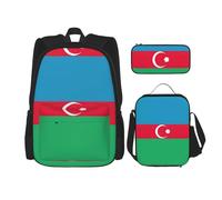 OKFSTY Bandiera dell'Azerbaigian 3 pezzi, 40,6 cm, per bambini in età prescolare elementare, borsa per libri e portapranzo, leggera, Nero , Taglia unica, Set di zaini per la scuola