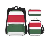 OKFSTY Bandiera dell'Ungheria 3 pezzi, 40,6 cm, per bambini in età prescolare elementare e contenitore per il pranzo, leggero, Nero , Taglia unica, Set di zaini per la scuola