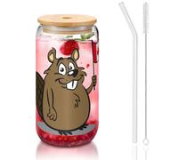 OKFSTY Beaver Printing - Set di bicchieri da 473 ml, per caffè, bicchieri da birra ghiacciata, riutilizzabili, per regali