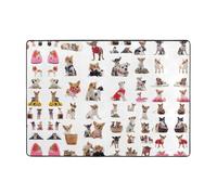 OKFSTY Carino Chihuahua Pug Pattern Stampa Flanella Tappeto 203x147 Pollici, Tappeto Antiscivolo Pronto Inverno Per Camera Da Letto Balcone, Assorbente Durevole