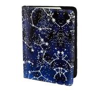 OKFSTY Custodia per passaporto con stampa fosforescente al buio, in pelle bovina stampata personalizzata, da viaggio, 14 cm, Nero , Taglia unica