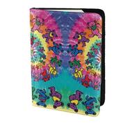 OKFSTY Dancing Thanksgiving Bear Stampa Moda Porta Passaporto Personalizzato Stampato Pelle Bovina ID Holder Travel Passaporto Cover 5.5 pollici, Nero , Taglia unica
