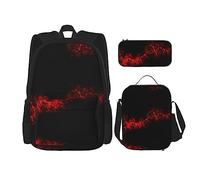 OKFSTY Explosion Burst - Zaino leggero per bambini in età prescolare, 3 pezzi, 40,6 cm, colore: rosso e nero, Nero , Taglia unica, Set di zaini per la scuola