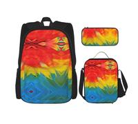 OKFSTY Fantastic Parrot Feather 3 pezzi, 40,6 cm Boys Preschool Elementary Bookbag e Lunch Box Leggero, Nero , Taglia unica, Set di zaini per la scuola