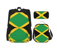 OKFSTY Flag of Jamaica - Zaino leggero per bambini da 40,6 cm, per bambini in età prescolare, 3 pezzi, Nero , Taglia unica, Set di zaini per la scuola