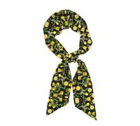 OKFSTY Giallo Limone Arte Moda Sciarpa di Seta Sciarpa di Seta Vibrante Colorato Fantasia Leggero Neckwear Per Le, Nero , Etichettalia unica