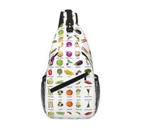 OKFSTY Introduzione di varie verdure che stampano la borsa a tracolla diagonalmente stampe carine adatte per gli uomini escursioni all'aperto viaggi lunghi viaggi quotidiani, Nero , Taglia unica