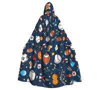 OKFSTY Mantello grande con cappuccio per adulti, per Halloween, da baseball, basket, calcio, hockey, lunghezza 140 cm, adatto per costumi in maschera, fumetto