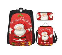 OKFSTY Merry Christmas. Zaino da 40,6 cm per ragazzi in età prescolare elementare e contenitore per il pranzo leggero, Nero , Taglia unica, Set di zaini per la scuola