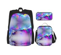 OKFSTY Northern Lights Painting, zaino da 40,6 cm per bambini in età prescolare elementare e contenitore per il pranzo leggero, Nero , Taglia unica, Set di zaini per la scuola