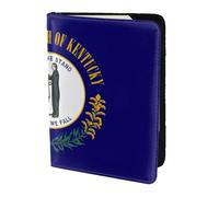 OKFSTY Porta passaporto con stampa della bandiera dello stato del Kentucky personalizzato in pelle bovina stampata porta passaporto da viaggio 14 cm, Nero , Taglia unica