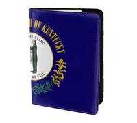 OKFSTY Porta passaporto con stampa della bandiera dello stato del Kentucky personalizzato in pelle bovina stampata porta passaporto da viaggio 14 cm, Nero , Taglia unica