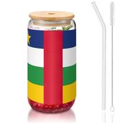 OKFSTY Set di bicchieri da 473,6 ml con stampa di bandiera dell'Africa centrale, accessori da caffè, bicchieri da birra ghiacciata, tazze di vetro riutilizzabili per regali
