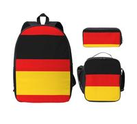 OKFSTY Set di zaini con bandiera tedesca e astuccio portapranzo, per sessioni di studio in biblioteca, Nero , Taglia unica, Organizer per borse