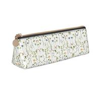 OKFSTY Stagione Acquerelli di Erbe Fiori Classico Design Triangolare Astuccio Portatile in Pelle con Grande Capacità Astuccio Matita, bianco, Taglia unica, Astuccio per trucchi