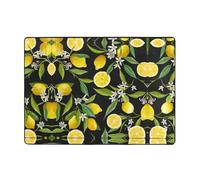 OKFSTY Tappeto giallo 80x58 della flanella di stampa del limone dentro, tappeto pronto di inverno non di slittamento per il balcone della camera da letto, durevole assorbente