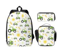 OKFSTY The Library - Set di zaini con portapranzo, motivo: trattore agricolo, per sessioni di studio, Nero , Taglia unica, Organizer per borse