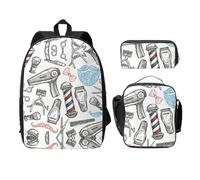 OKFSTY The Library - Set di zaini in stile monocromatico con portapranzo, per sessioni di studio, Nero , Taglia unica, Organizer per borse