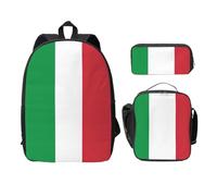 OKFSTY Zaini Bandiera Italiana con Portapranzo Astuccio Set per Sessioni di Studio in Biblioteca, Nero , Taglia unica, Organizer per borse
