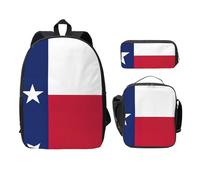OKFSTY Zaino con bandiera del Texas e astuccio portapranzo, set per sessioni di studio alla biblioteca, Nero , Taglia unica, Organizer per borse