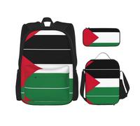 OKFSTY Zaino con bandiera della Palestina, 3 pezzi, 40,6 cm, per bambini in età prescolare, borsa per libri elementari e portapranzo, leggero, Nero , Taglia unica, Set di zaini per la scuola