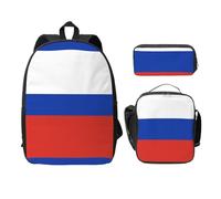 OKFSTY Zaino con bandiera russa e astuccio portapranzo, set per sessioni di studio in biblioteca, Nero , Taglia unica, Organizer per borse