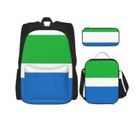 OKFSTY Zaino leggero con bandiera della Sierra Leone, 40,6 cm, per bambini in età prescolare elementare, 3 pezzi, Nero , Taglia unica, Set di zaini per la scuola