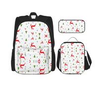 OKFSTY Zaino per le vacanze di Natale, 3 pezzi, 40,6 cm per ragazzi in età prescolare elementare e contenitore per il pranzo leggero, Nero , Taglia unica, Set di zaini per la scuola
