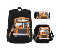 OKFSTY Zaino scolastico 3 pezzi, 40,6 cm per ragazzi in età prescolare elementare e contenitore per il pranzo leggero, Nero , Taglia unica, Set di zaini per la scuola