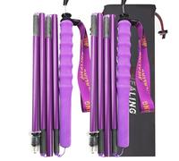 OKHEALING Bastoncini da Trekking in Fibra di Carbonio ad Alta Resistenza 1 Paio, Ripiegabili in 5 Sezioni, Leggeri e Robusti, Adatti Per Escursioni, Trekking e Alpinismo (Purple, 110 cm)
